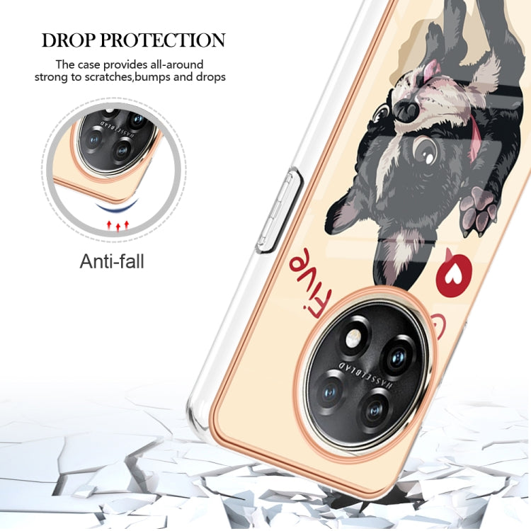 For OnePlus 11 Electroplating Marble Dual-side IMD Phone Case(Lucky Dog) - OnePlus Cases by buy2fix | Online Shopping UK | buy2fix