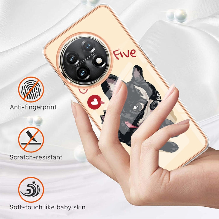 For OnePlus 11 Electroplating Marble Dual-side IMD Phone Case(Lucky Dog) - OnePlus Cases by buy2fix | Online Shopping UK | buy2fix