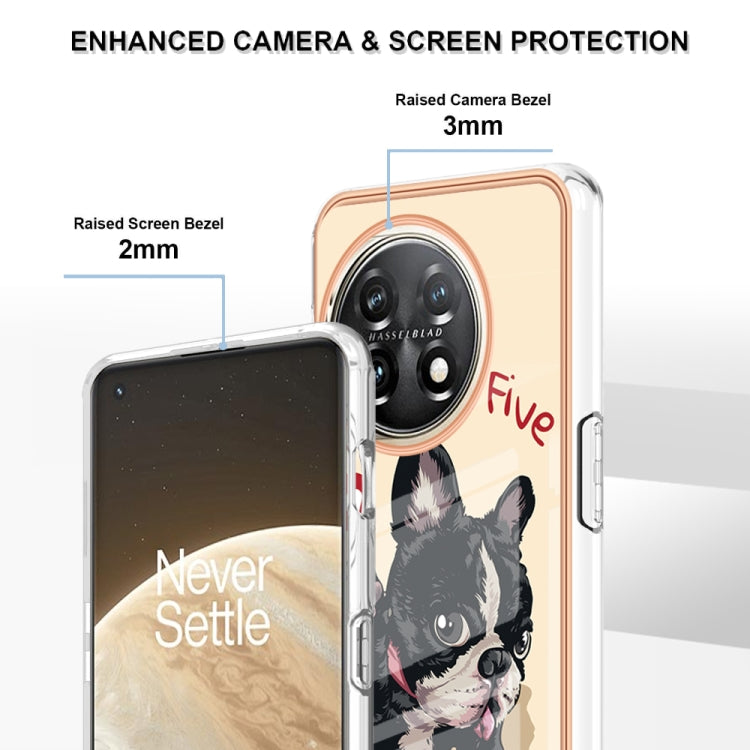 For OnePlus 11 Electroplating Marble Dual-side IMD Phone Case(Lucky Dog) - OnePlus Cases by buy2fix | Online Shopping UK | buy2fix