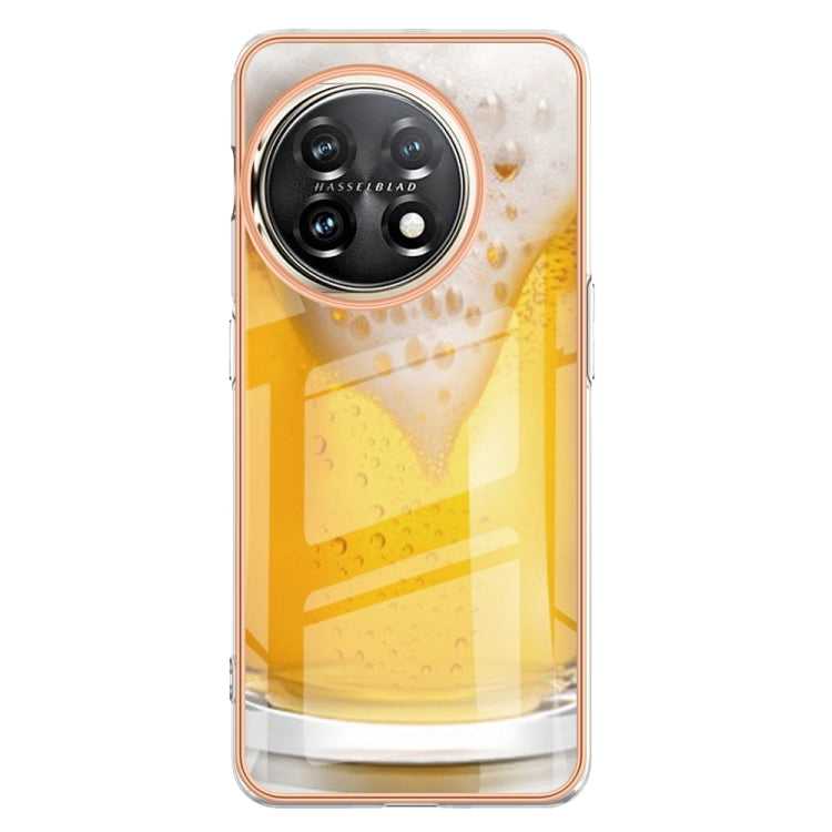 For OnePlus 11 Electroplating Marble Dual-side IMD Phone Case(Draft Beer) - OnePlus Cases by buy2fix | Online Shopping UK | buy2fix
