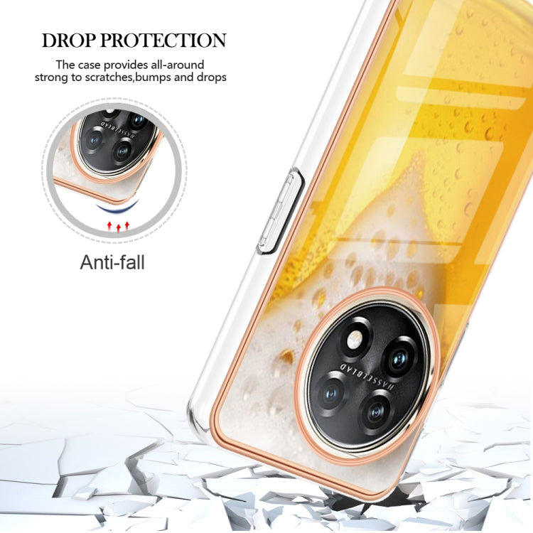 For OnePlus 11 Electroplating Marble Dual-side IMD Phone Case(Draft Beer) - OnePlus Cases by buy2fix | Online Shopping UK | buy2fix