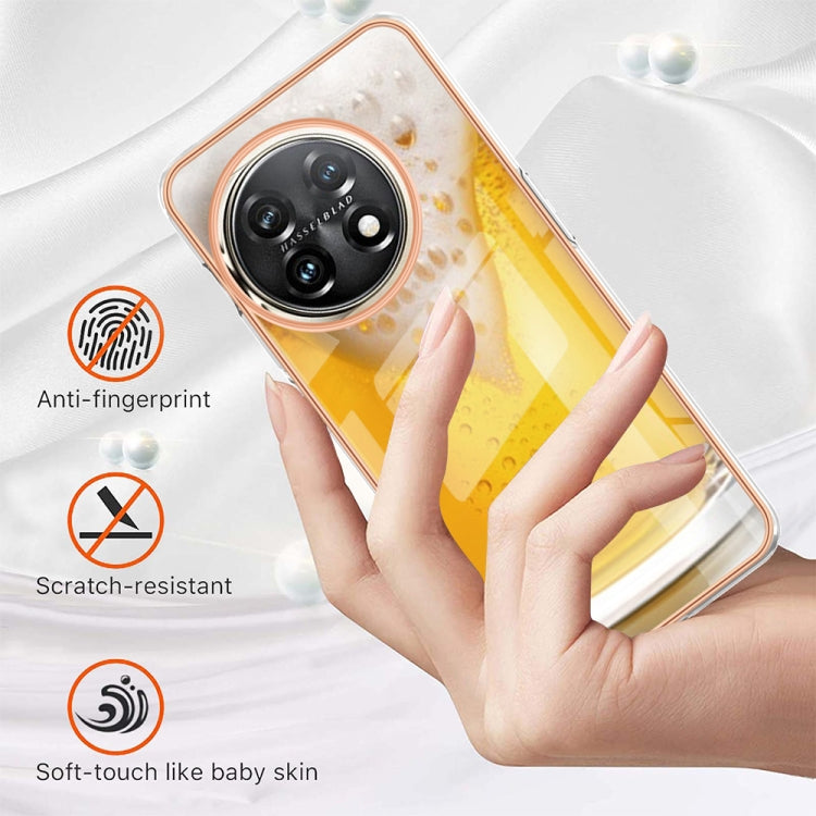 For OnePlus 11 Electroplating Marble Dual-side IMD Phone Case(Draft Beer) - OnePlus Cases by buy2fix | Online Shopping UK | buy2fix