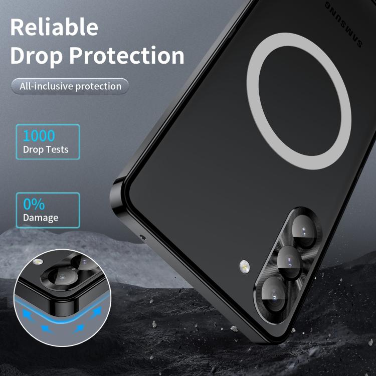For Samsung Galaxy S25+ 5G MagSafe Magnetic Frosted Metal Phone Case(Black) - Galaxy S25+ 5G Cases by buy2fix | Online Shopping UK | buy2fix