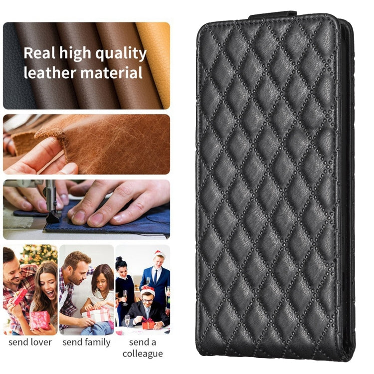 For Xiaomi 13 Lite / Civi 2 Diamond Lattice Vertical Flip Leather Phone Case(Black) by buy2fix