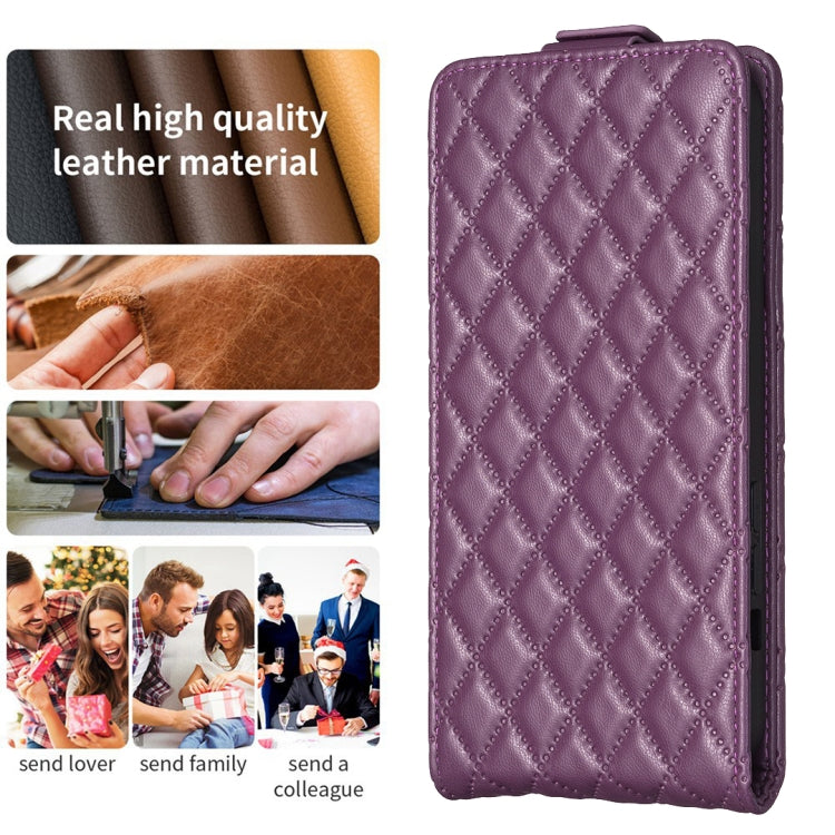 For Xiaomi Redmi 13C Diamond Lattice Vertical Flip Leather Phone Case(Dark Purple) by buy2fix