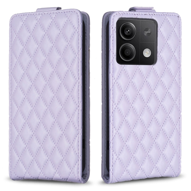 For Xiaomi Redmi Note 13 4G Global Diamond Lattice Vertical Flip Leather Phone Case(Purple) - Xiaomi Cases by buy2fix | Online Shopping UK | buy2fix