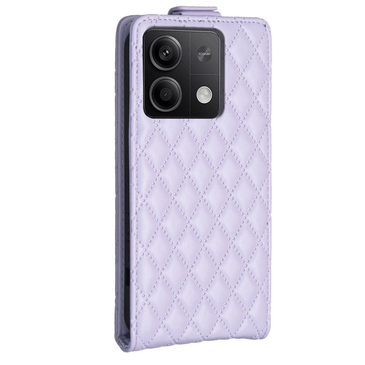 For Xiaomi Redmi Note 13 4G Global Diamond Lattice Vertical Flip Leather Phone Case(Purple) - Xiaomi Cases by buy2fix | Online Shopping UK | buy2fix