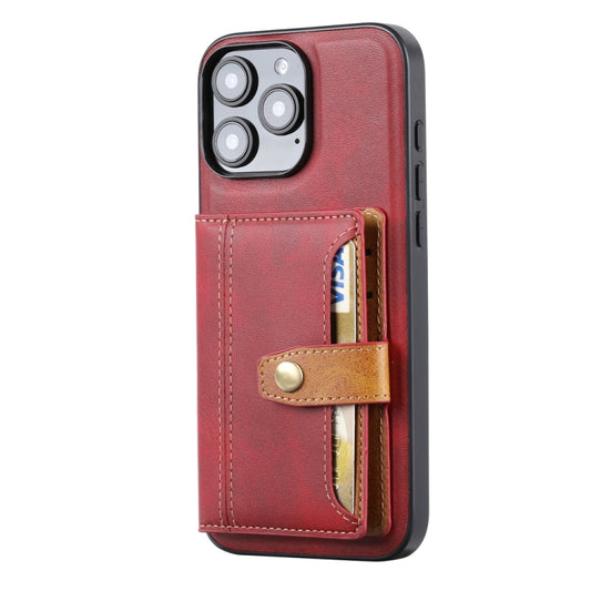 For iPhone 16 Pro Calfskin Card Slot TPU Hybrid PU Phone Case(Red) by buy2fix