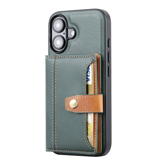 For iPhone 16 Calfskin Card Slot TPU Hybrid PU Phone Case(Green) by buy2fix