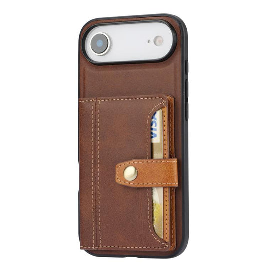 For iPhone Air Calfskin Card Slot TPU Hybrid PU Phone Case(Brown) - iPhone Air Cases by buy2fix | Online Shopping UK | buy2fix