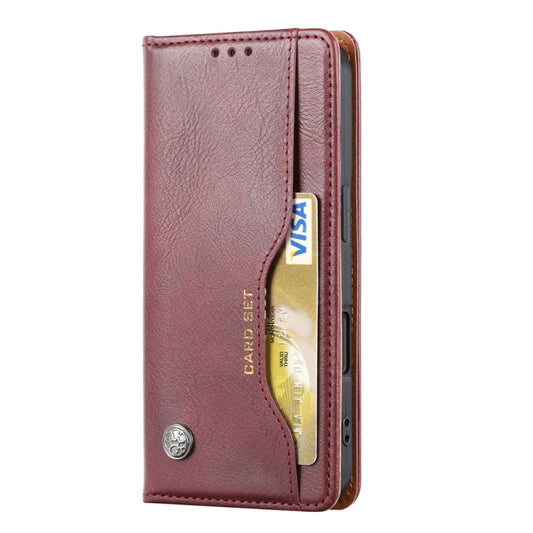 For iPhone 16 Plus Knead Skin Texture Flip Leather Phone Case(Wine Red) by buy2fix
