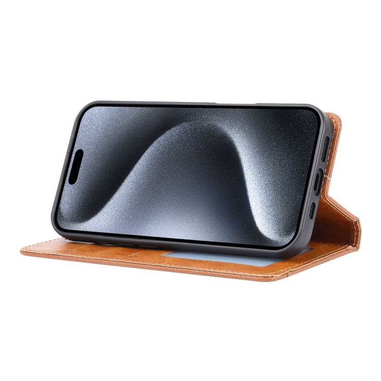 For iPhone 16 Plus Knead Skin Texture Flip Leather Phone Case(Brown) - iPhone 16 Plus Cases by buy2fix | Online Shopping UK | buy2fix