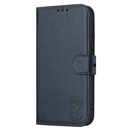 For iPhone Air Embossed Happy Cat Pattern Flip Leather Phone Case(Blue) - iPhone Air Cases by buy2fix | Online Shopping UK | buy2fix