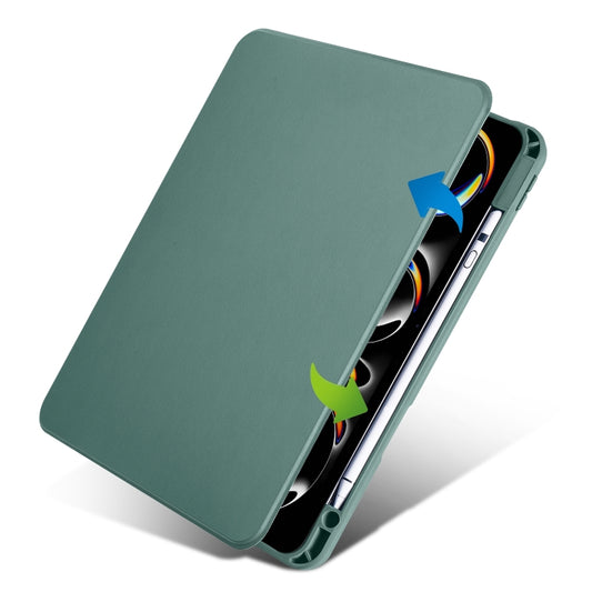 For iPad Pro 13 2025 / 2024 Acrylic 360 Rotation Detachable Leather Tablet Case(Deep Green) by buy2fix