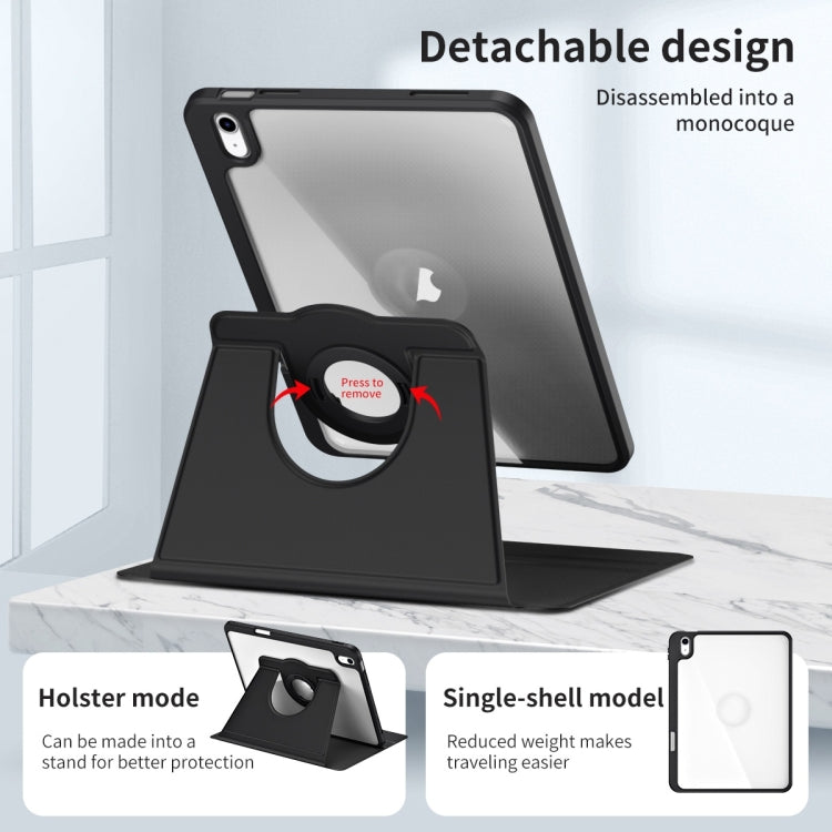 For iPad Air 11 2025 / 2024 Acrylic 360 Rotation Detachable Leather Tablet Case(Black) - iPad Air 11 2025 / 2024 Cases by buy2fix | Online Shopping UK | buy2fix