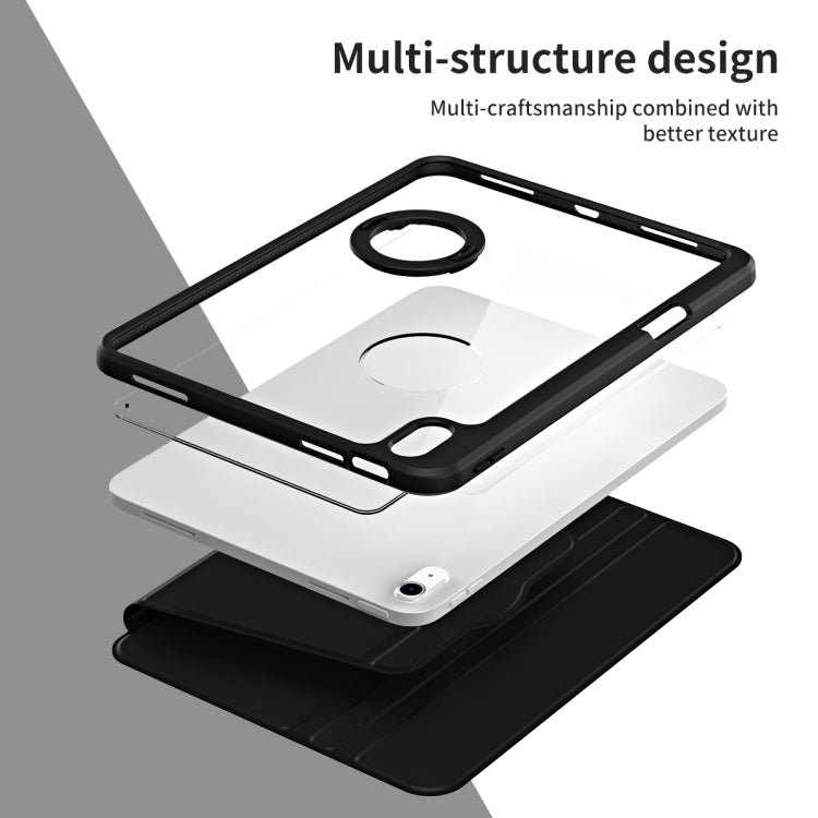 For iPad Air 11 2025 / 2024 Acrylic 360 Rotation Detachable Leather Tablet Case(Black) - iPad Air 11 2025 / 2024 Cases by buy2fix | Online Shopping UK | buy2fix