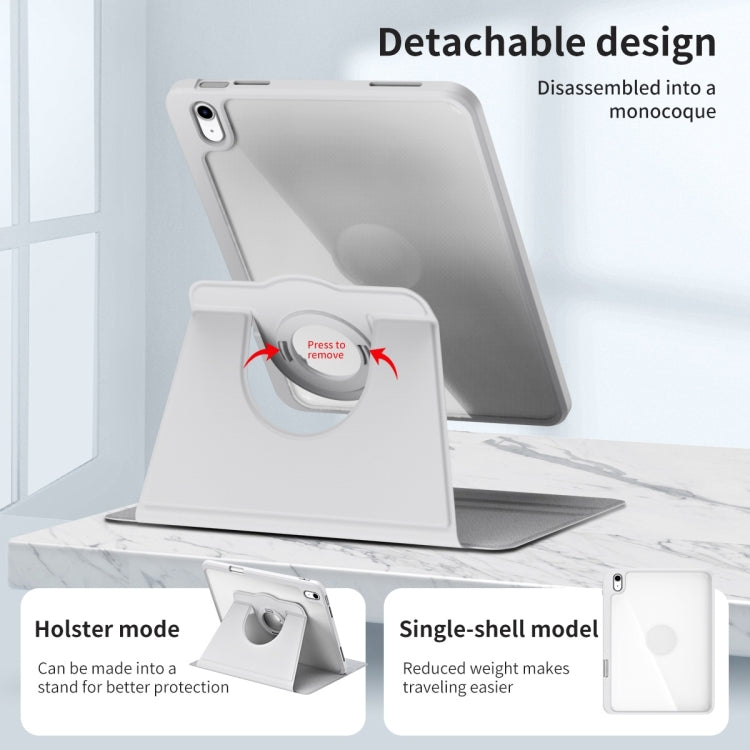 For iPad Air 11 2025 / 2024 Acrylic 360 Rotation Detachable Leather Tablet Case(Grey) - iPad Air 11 2025 / 2024 Cases by buy2fix | Online Shopping UK | buy2fix