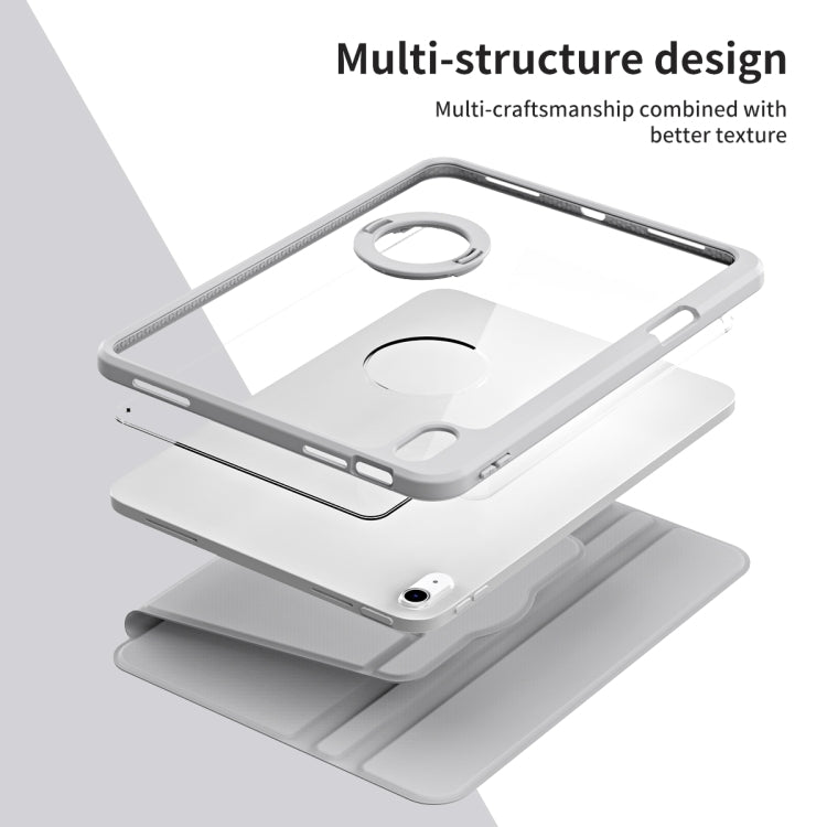 For iPad Air 11 2025 / 2024 Acrylic 360 Rotation Detachable Leather Tablet Case(Grey) - iPad Air 11 2025 / 2024 Cases by buy2fix | Online Shopping UK | buy2fix