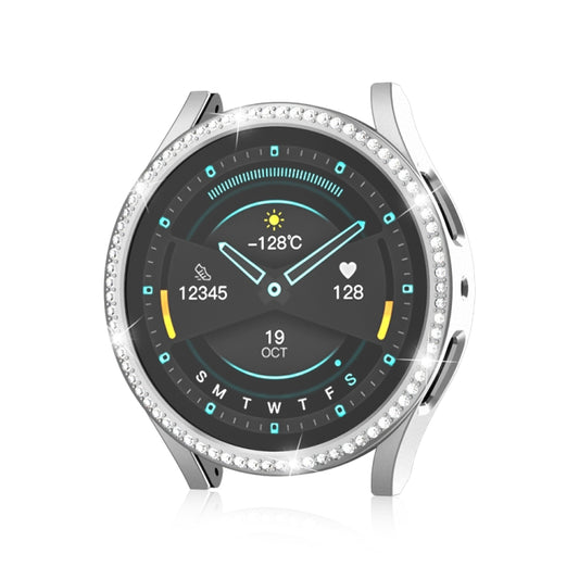 For Samsung Galaxy Watch 6 40mm Diamond Hollow PC Watch Protective Case(Silver) by buy2fix