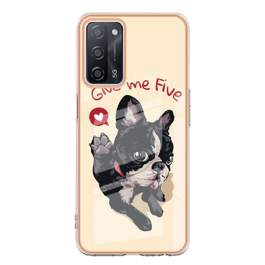 For OPPO A55 5G / A53s 5G / A54 4G Electroplating Marble Dual-side IMD Phone Case(Lucky Dog) by buy2fix