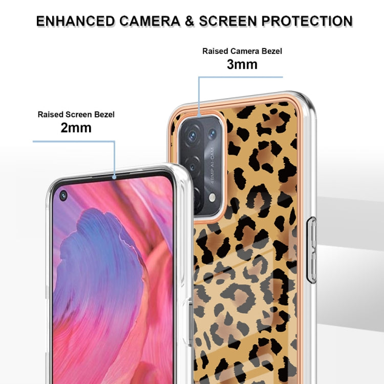 For OPPO A74 / A93 5G / A54 5G / A93s 5G Electroplating Marble Dual-side IMD Phone Case(Leopard Print) by buy2fix