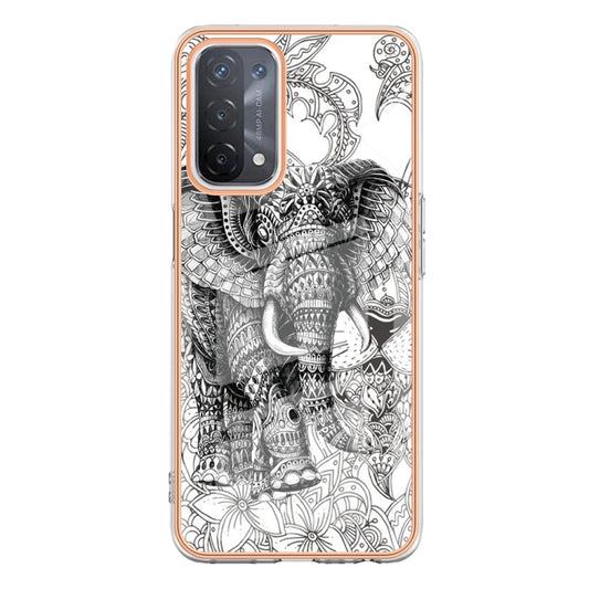 For OPPO A74 / A93 5G / A54 5G / A93s 5G Electroplating Marble Dual-side IMD Phone Case(Totem Elephant) by buy2fix