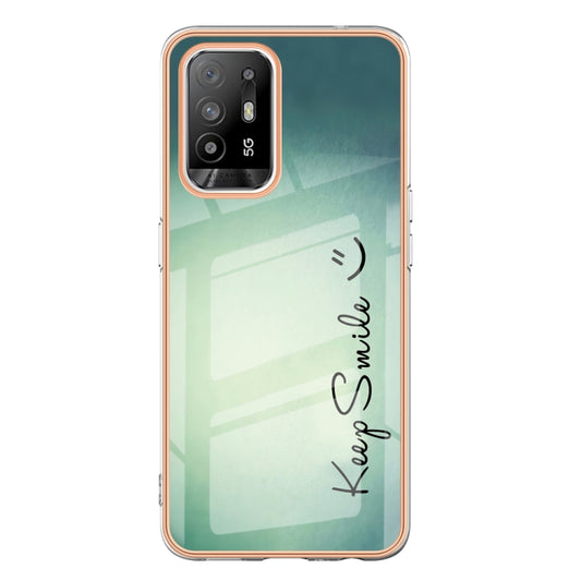 For OPPO A94 5G / A95 5G Electroplating Marble Dual-side IMD Phone Case(Smile) by buy2fix