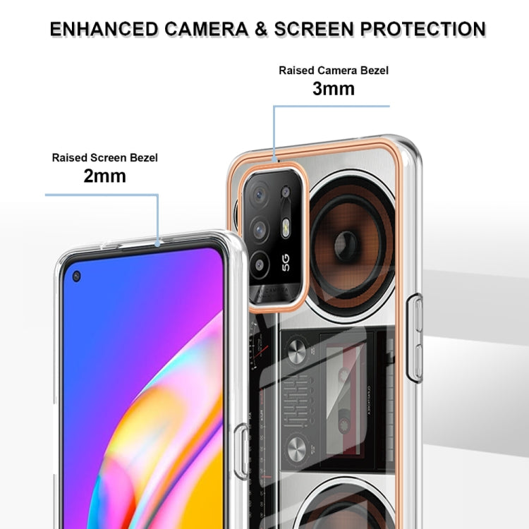 For OPPO A94 5G / A95 5G Electroplating Marble Dual-side IMD Phone Case(Retro Radio) by buy2fix