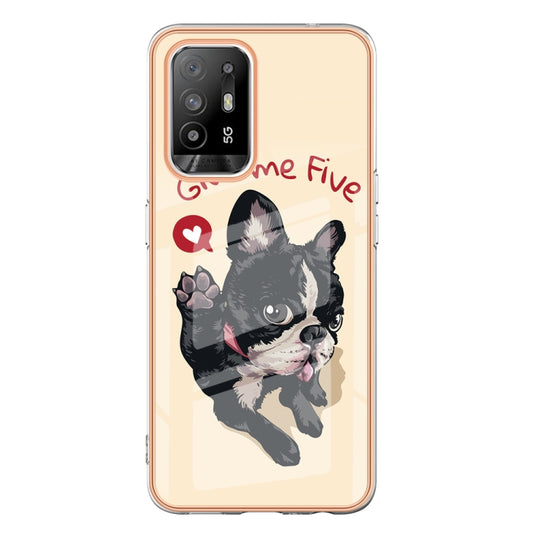 For OPPO A94 5G / A95 5G Electroplating Marble Dual-side IMD Phone Case(Lucky Dog) by buy2fix