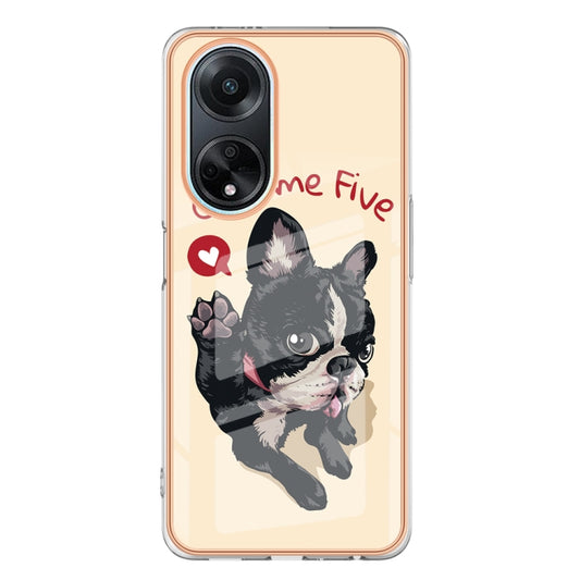 For OPPO A98 Electroplating Marble Dual-side IMD Phone Case(Lucky Dog) by buy2fix
