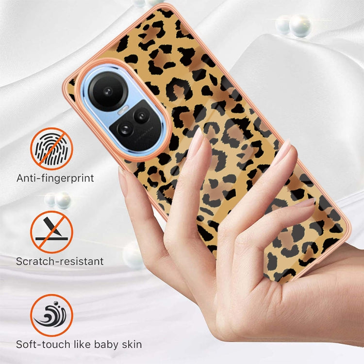 For OPPO Reno10 5G Global Electroplating Marble Dual-side IMD Phone Case(Leopard Print) by buy2fix