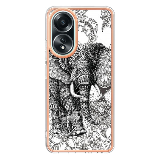 For OPPO A58 4G Electroplating Marble Dual-side IMD Phone Case(Totem Elephant) by buy2fix