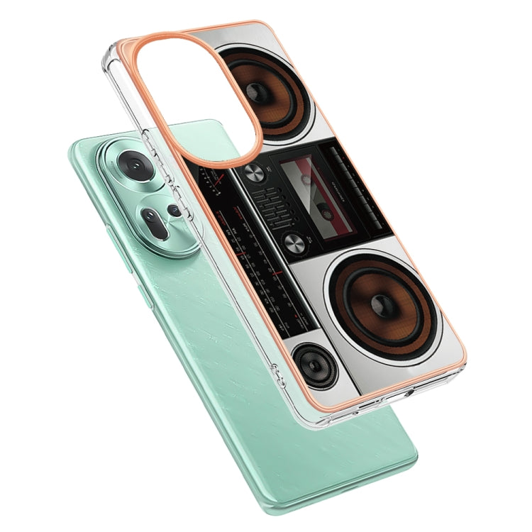 For OPPO Reno11 5G Global Electroplating Marble Dual-side IMD Phone Case(Retro Radio) - OPPO Cases by buy2fix | Online Shopping UK | buy2fix
