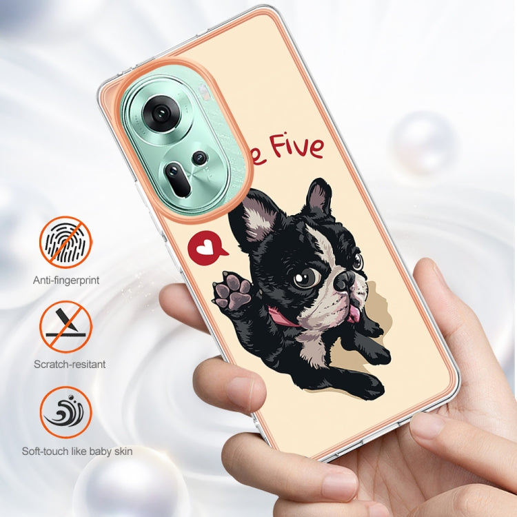 For OPPO Reno11 5G Global Electroplating Marble Dual-side IMD Phone Case(Lucky Dog) by buy2fix