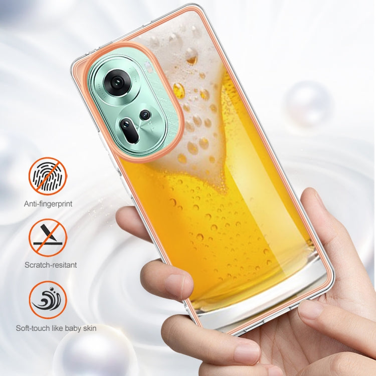 For OPPO Reno11 5G Global Electroplating Marble Dual-side IMD Phone Case(Draft Beer) by buy2fix