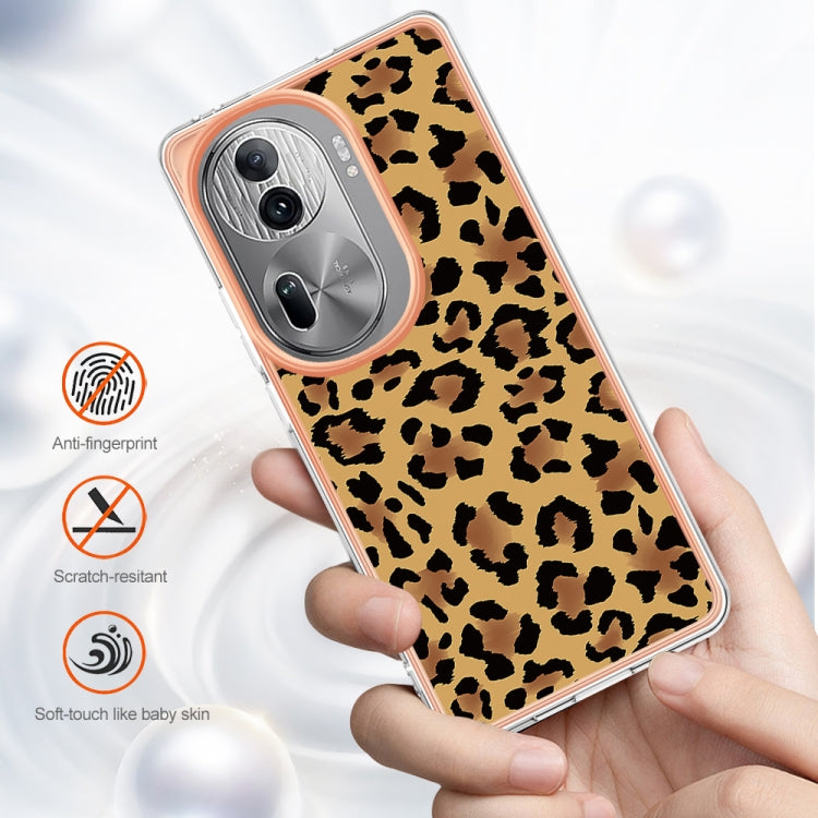 For OPPO Reno11 Pro 5G Global Electroplating Marble Dual-side IMD Phone Case(Leopard Print) by buy2fix