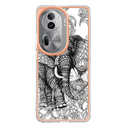 For OPPO Reno11 Pro 5G Global Electroplating Marble Dual-side IMD Phone Case(Totem Elephant) by buy2fix