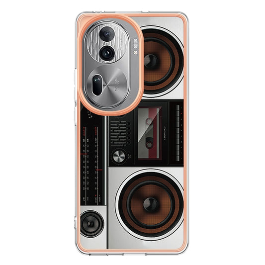 For OPPO Reno11 Pro 5G Global Electroplating Marble Dual-side IMD Phone Case(Retro Radio) by buy2fix