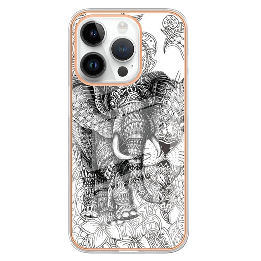 For iPhone 16 Pro Electroplating Marble Dual-side IMD Phone Case(Totem Elephant) by buy2fix