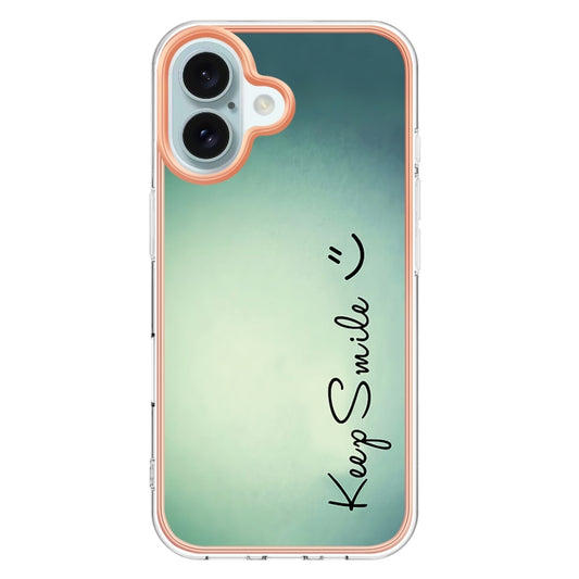 For iPhone 16 Plus Electroplating Marble Dual-side IMD Phone Case(Smile) by buy2fix
