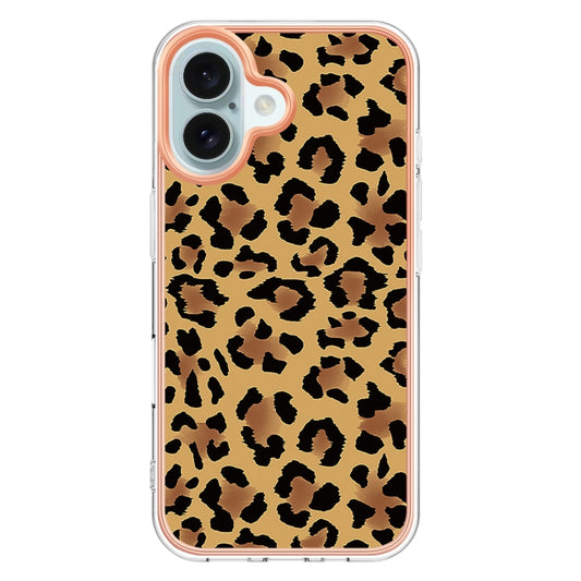 For iPhone 16 Plus Electroplating Marble Dual-side IMD Phone Case(Leopard Print) by buy2fix