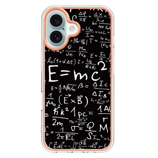 For iPhone 16 Plus Electroplating Marble Dual-side IMD Phone Case(Equation) by buy2fix