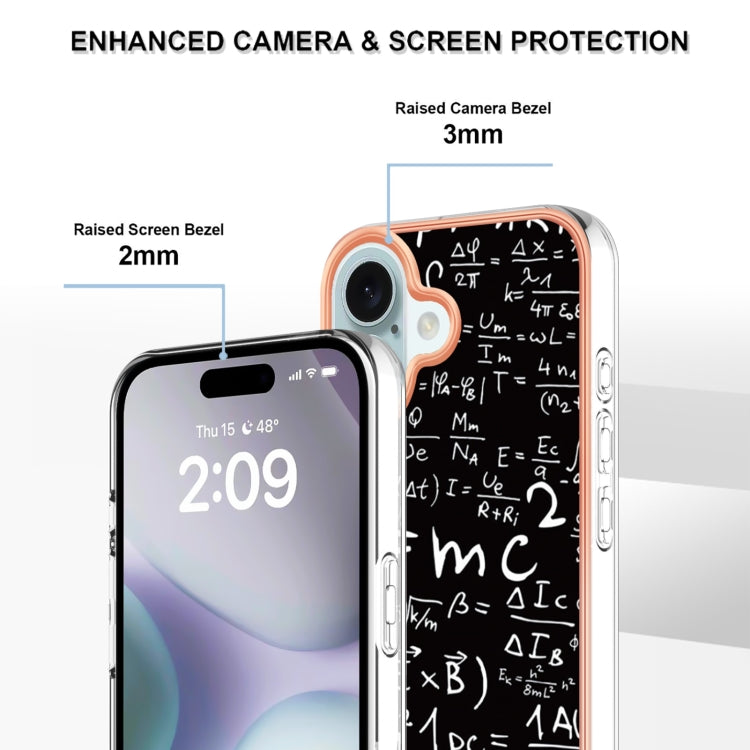 For iPhone 16 Plus Electroplating Marble Dual-side IMD Phone Case(Equation) by buy2fix