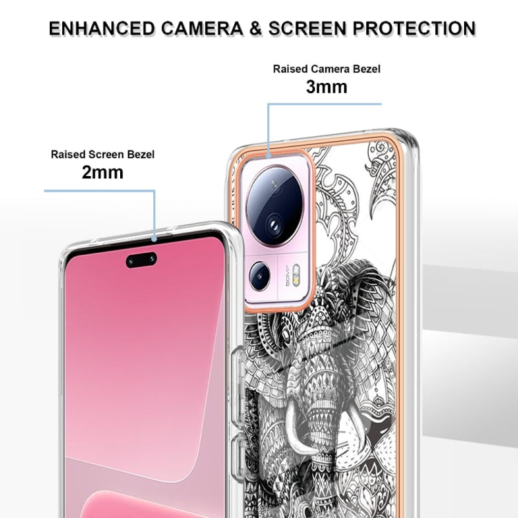 For Xiaomi 13 Lite 5G Electroplating Marble Dual-side IMD Phone Case(Totem Elephant) by buy2fix