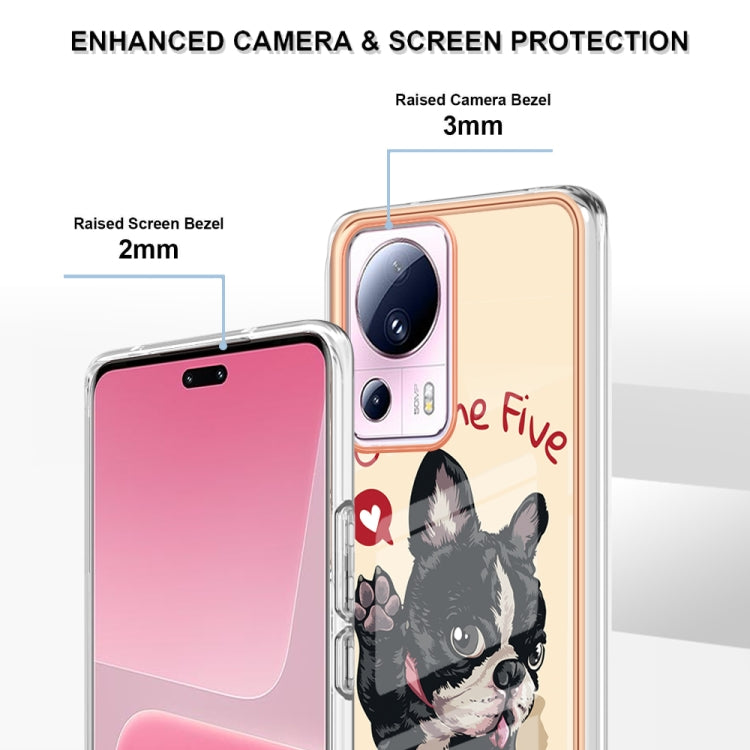 For Xiaomi 13 Lite 5G Electroplating Marble Dual-side IMD Phone Case(Lucky Dog) by buy2fix