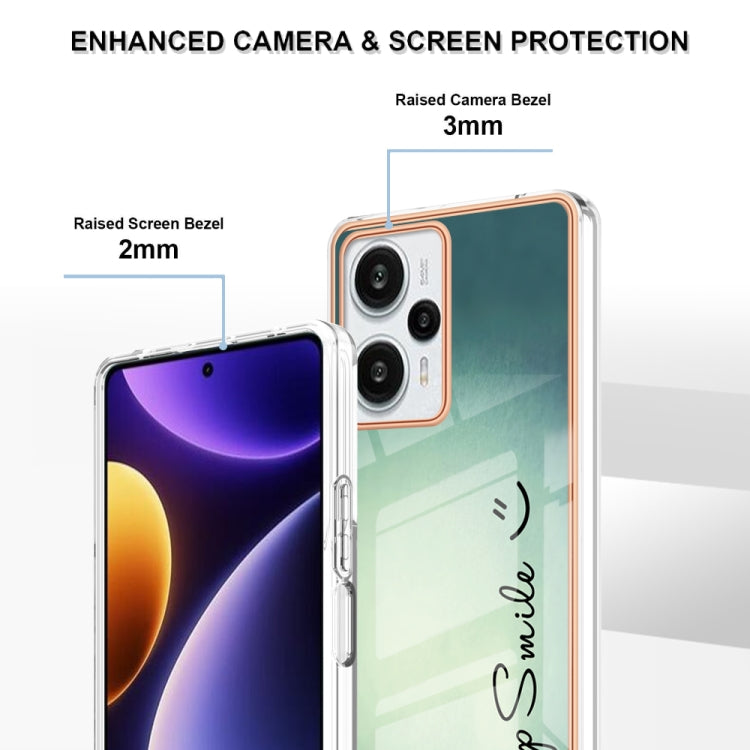 For Xiaomi Poco F5 / Redmi Note 12 Turbo Electroplating Marble Dual-side IMD Phone Case(Smile) by buy2fix