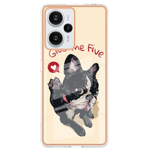 For Xiaomi Poco F5 / Redmi Note 12 Turbo Electroplating Marble Dual-side IMD Phone Case(Lucky Dog) by buy2fix