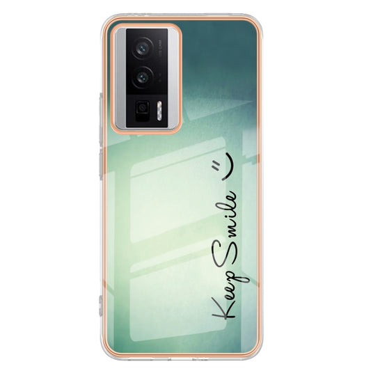For Xiaomi Poco F5 Pro 5G / Redmi K60 Electroplating Marble Dual-side IMD Phone Case(Smile) by buy2fix