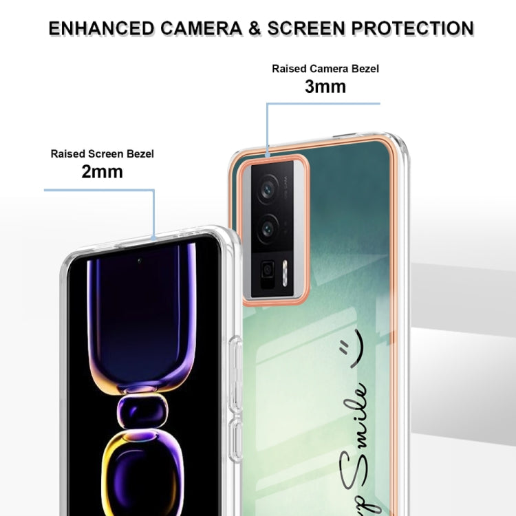 For Xiaomi Poco F5 Pro 5G / Redmi K60 Electroplating Marble Dual-side IMD Phone Case(Smile) by buy2fix