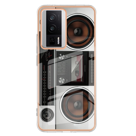 For Xiaomi Poco F5 Pro 5G / Redmi K60 Electroplating Marble Dual-side IMD Phone Case(Retro Radio) by buy2fix